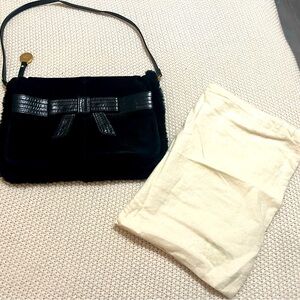 UGG Womens Shearling and Suede Black Handbag Bowtie with Dust Bag
